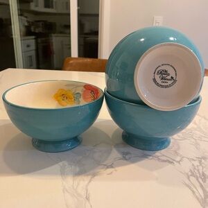 The Pioneer Woman Teal Bowls with Floral Design